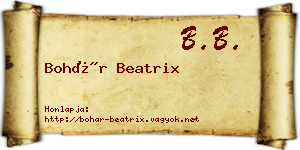 Bohár Beatrix névjegykártya