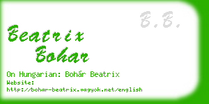 beatrix bohar business card
